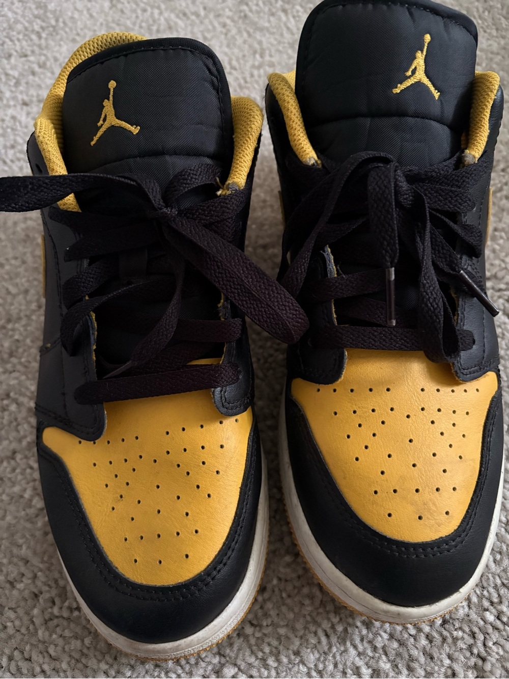 Jordan Black and Yellow Low-Top Sneakers
